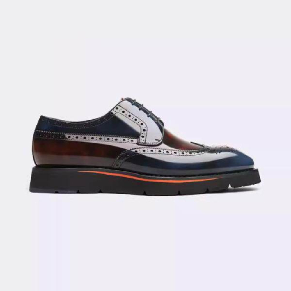 Men'S Grooming And Style - Renk Bloklu Erkek Hakiki Deri Brogue