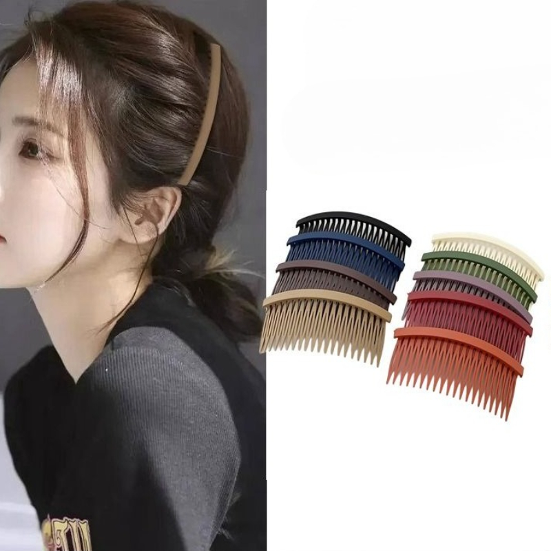 Comb Fine Tooth - Solod Renk Plastik Yan Saç Büküm